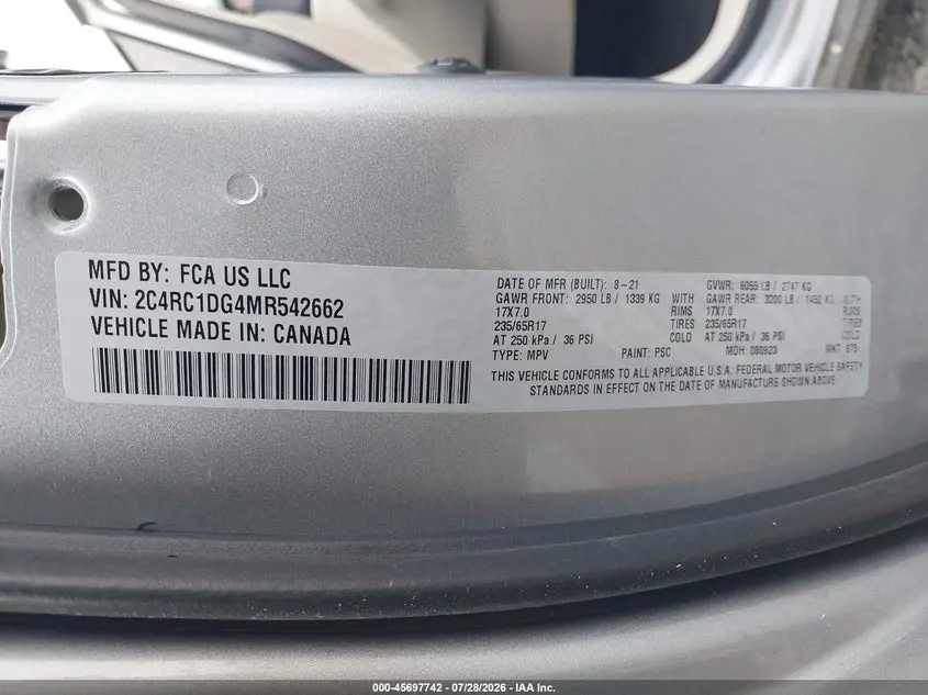 2021 CHRYSLER VOYAGER LXI