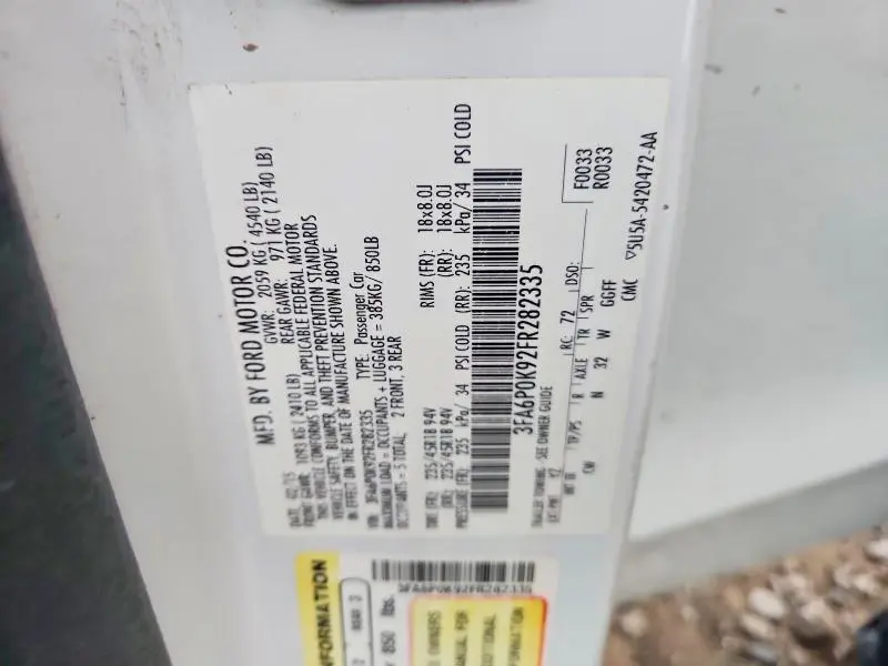 2015 FORD FUSION TITANIUM  