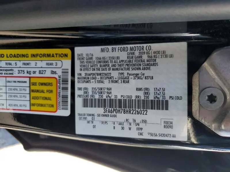 2017 FORD FUSION SE  