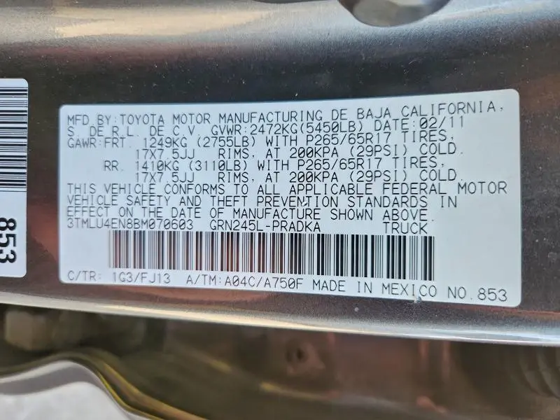 2011 TOYOTA TACOMA DOUBLE CAB  