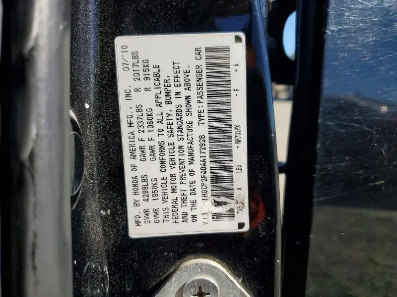 2010 HONDA ACCORD LXP  