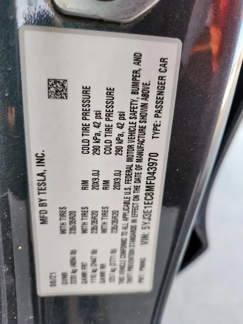 2021 TESLA MODEL 3   