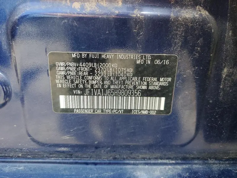 2017 SUBARU WRX LIMITED  
