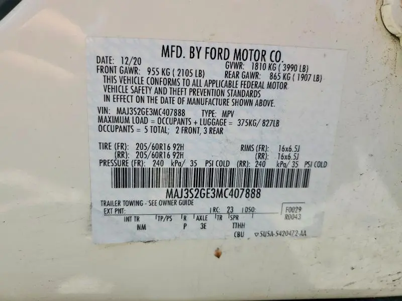 2021 FORD ECOSPORT SE  