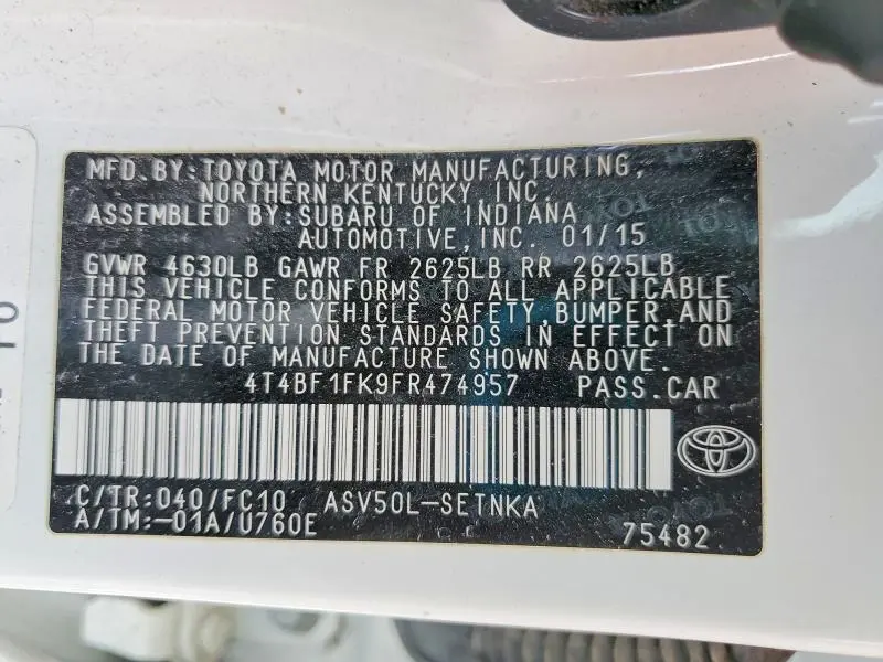 2015 TOYOTA CAMRY LE  