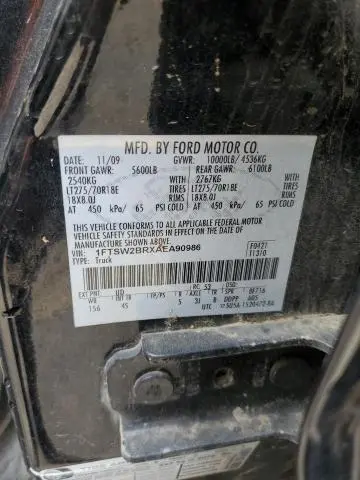 2010 FORD F250 SUPER DUTY  