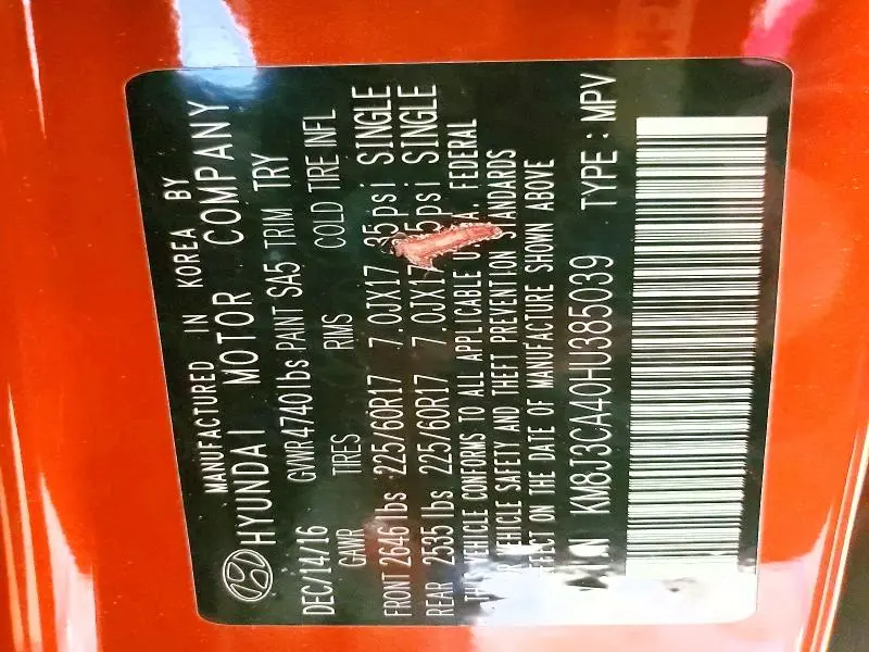 2017 HYUNDAI TUCSON SE  