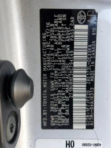 2017 TOYOTA COROLLA L  