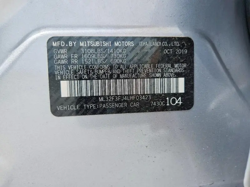 2020 MITSUBISHI MIRAGE G4 ES  