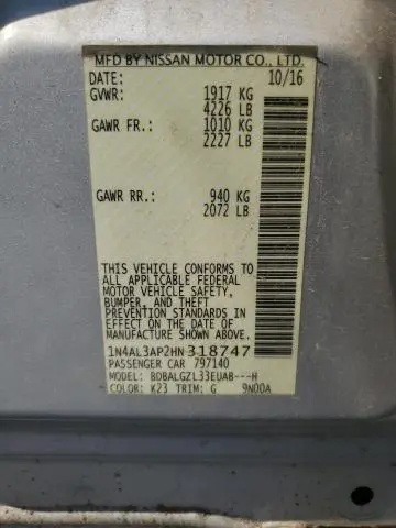 2017 NISSAN ALTIMA 2.5  