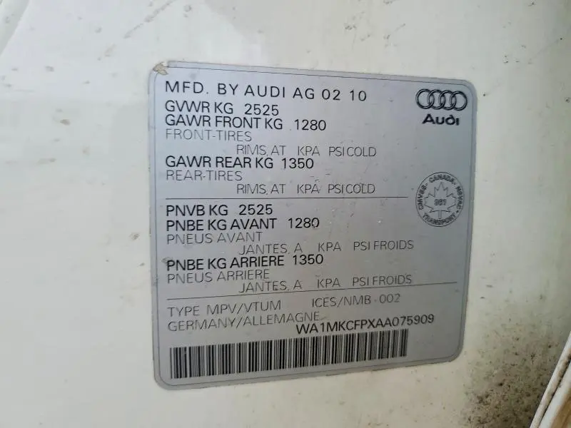 2010 AUDI Q5 PREMIUM PLUS  