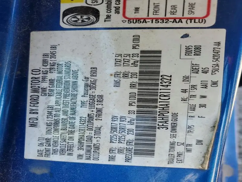 2012 FORD FUSION SE  