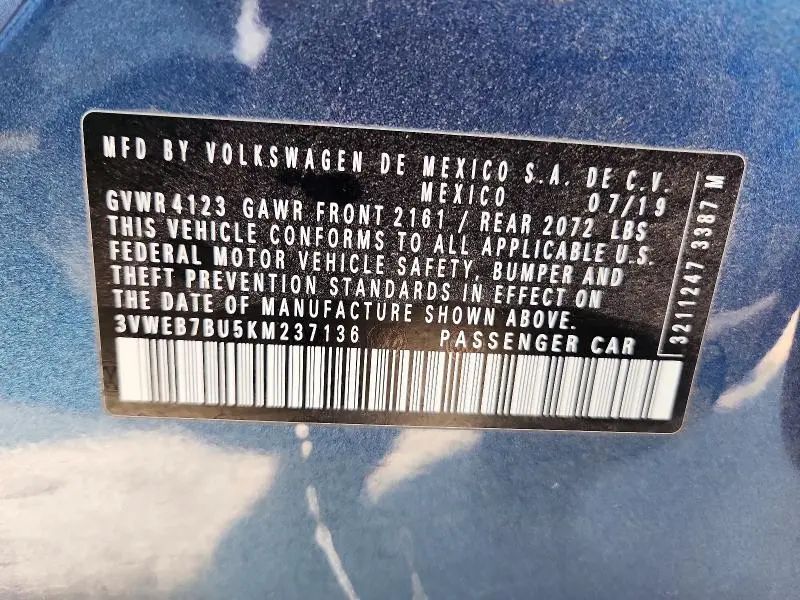 2019 VOLKSWAGEN JETTA SEL  