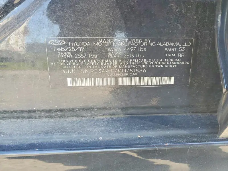 2019 HYUNDAI SONATA SEL  