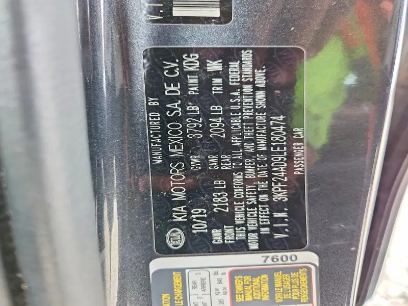 2020 KIA FORTE FE  