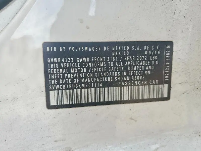 2019 VOLKSWAGEN JETTA S  