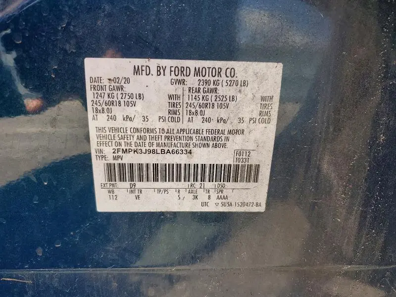2020 FORD EDGE SEL  