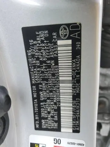 2016 TOYOTA COROLLA L  