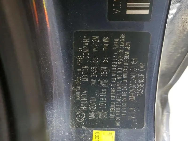 2010 HYUNDAI ACCENT GS  