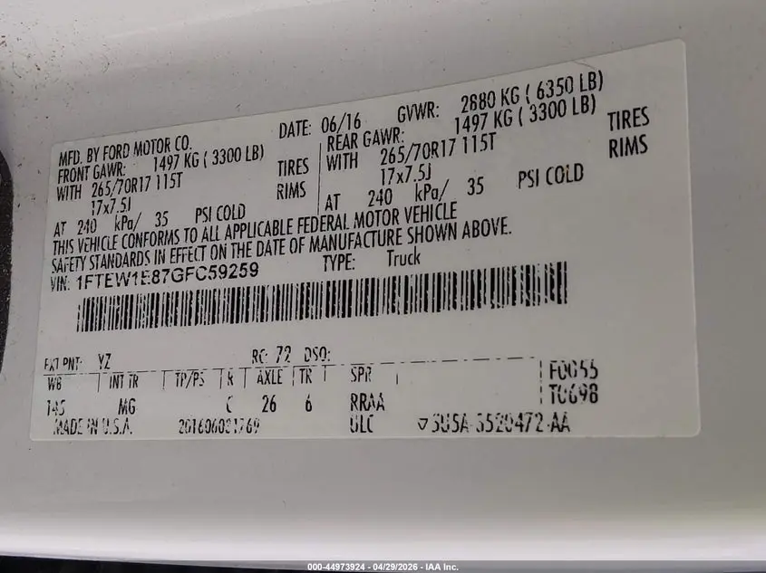 2016 FORD F-150 XLT