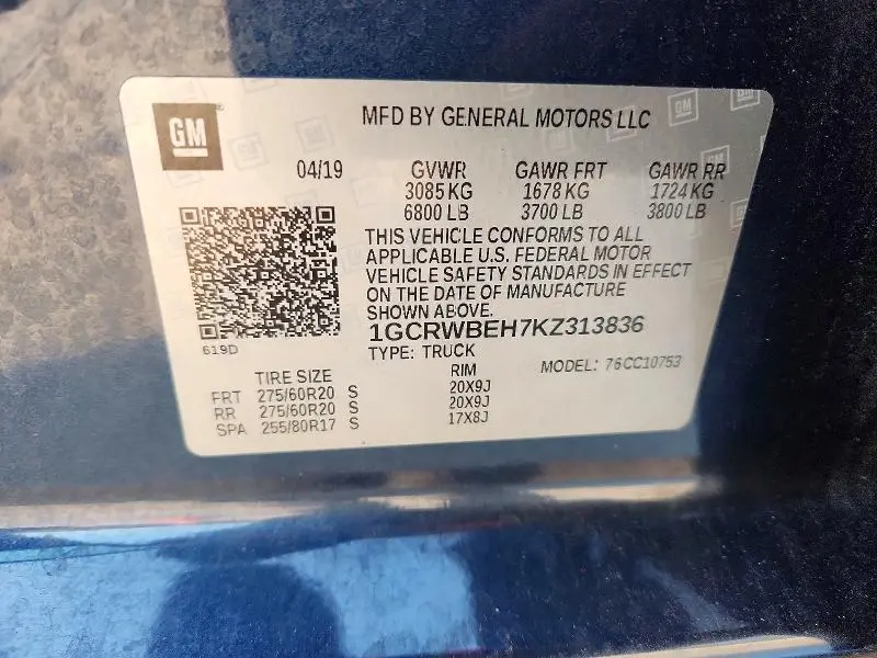 2019 CHEVROLET SILVERADO C1500 CUSTOM  