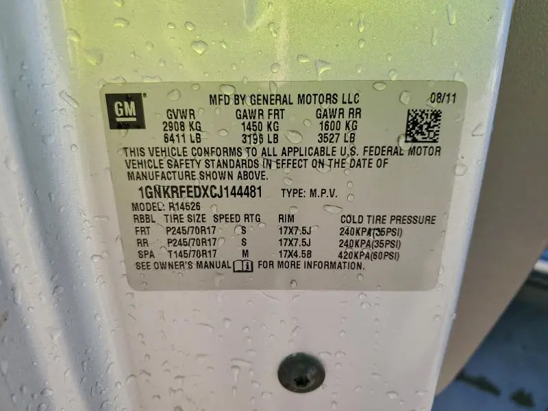 2012 CHEVROLET TRAVERSE LS  