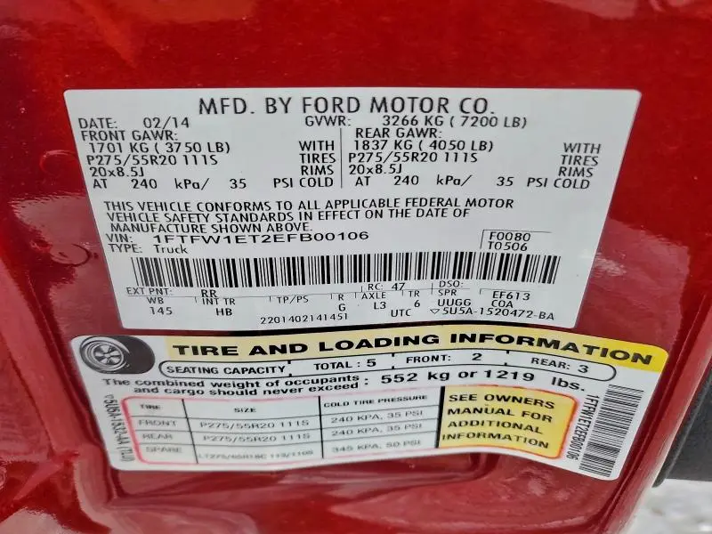 2014 FORD F150 SUPERCREW  