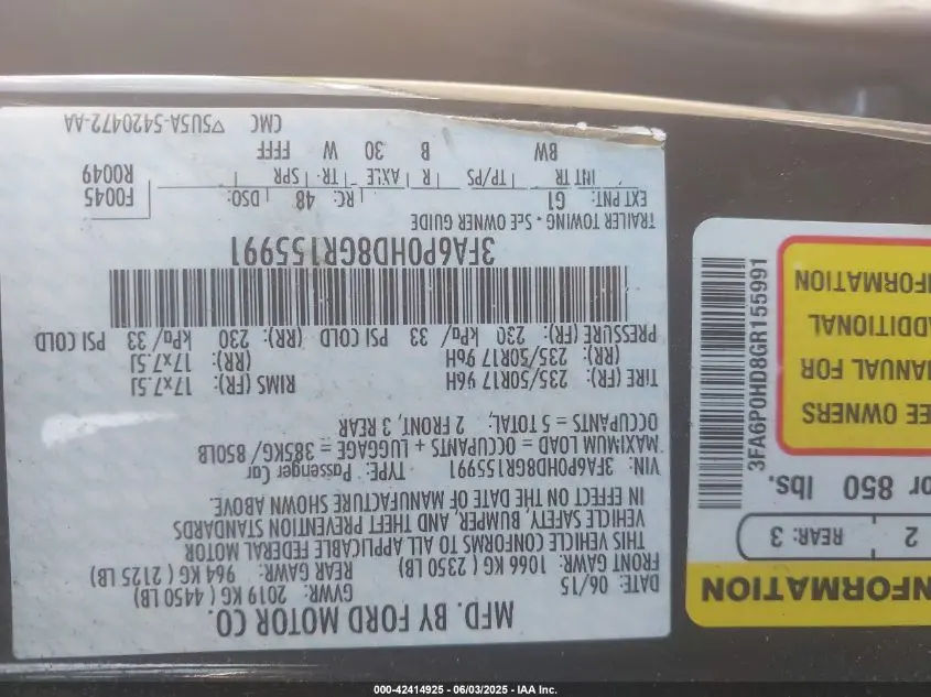 2016 FORD FUSION SE