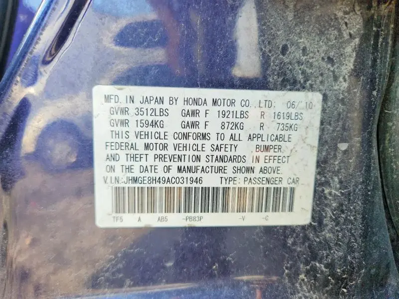 2010 HONDA FIT SPORT  