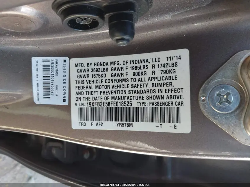 2015 HONDA CIVIC LX