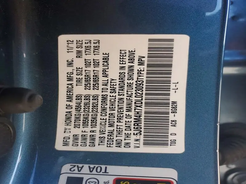 2013 HONDA CR-V EXL  