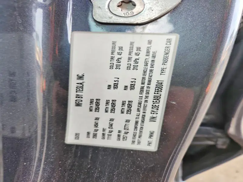 2020 TESLA MODEL 3   