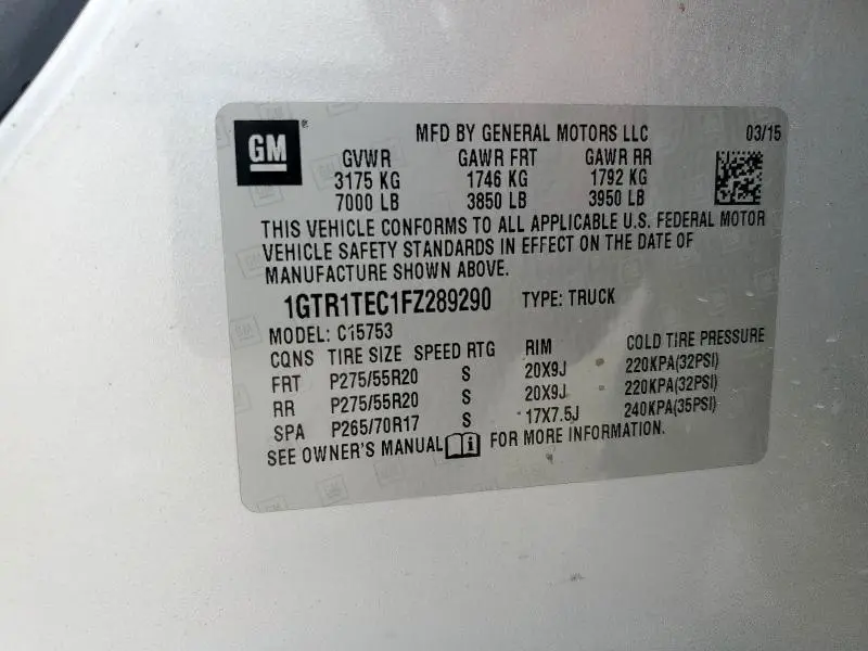 2015 GMC SIERRA C1500  