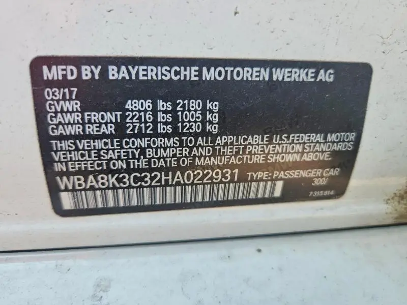 2017 BMW 330 XI  