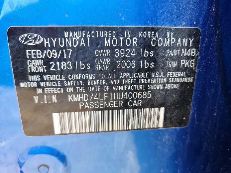 2017 HYUNDAI ELANTRA SE  