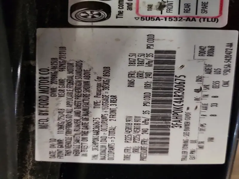 2010 FORD FUSION SPORT  