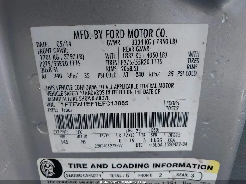 2014 FORD F-150 LARIAT