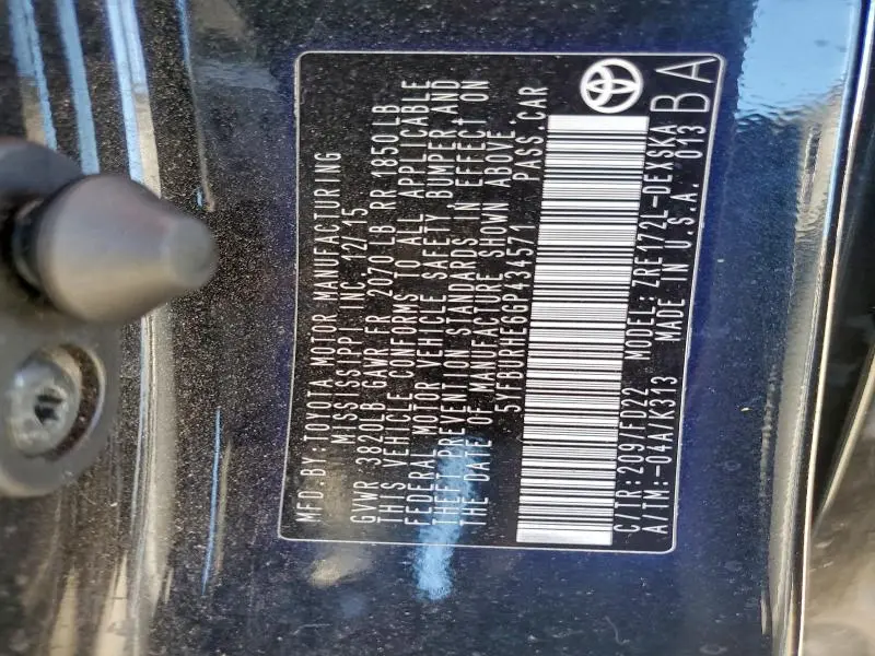 2016 TOYOTA COROLLA L  