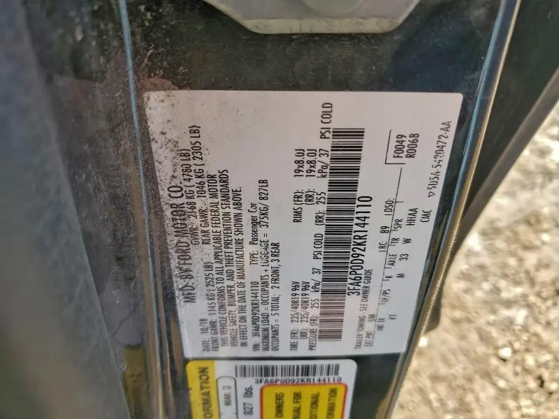 2019 FORD FUSION TITANIUM  