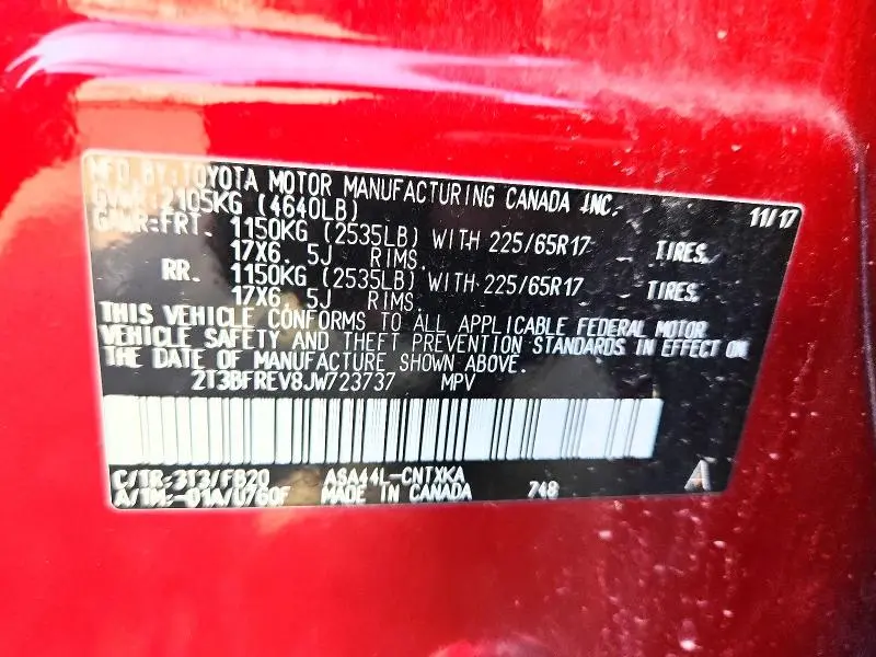2018 TOYOTA RAV4 LE  