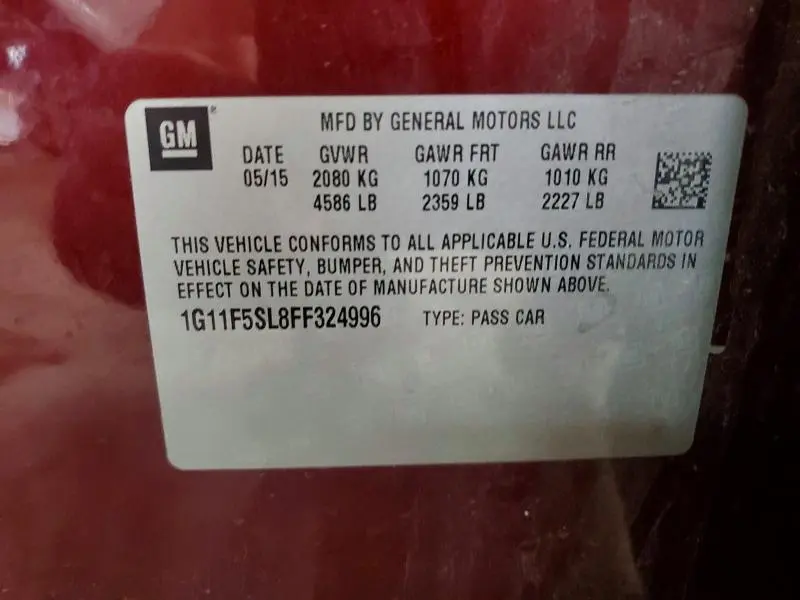 2015 CHEVROLET MALIBU LTZ  