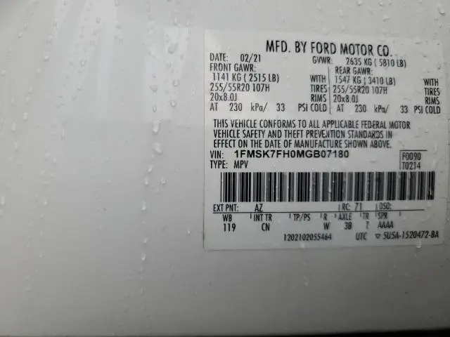 2021 FORD EXPLORER LIMITED  