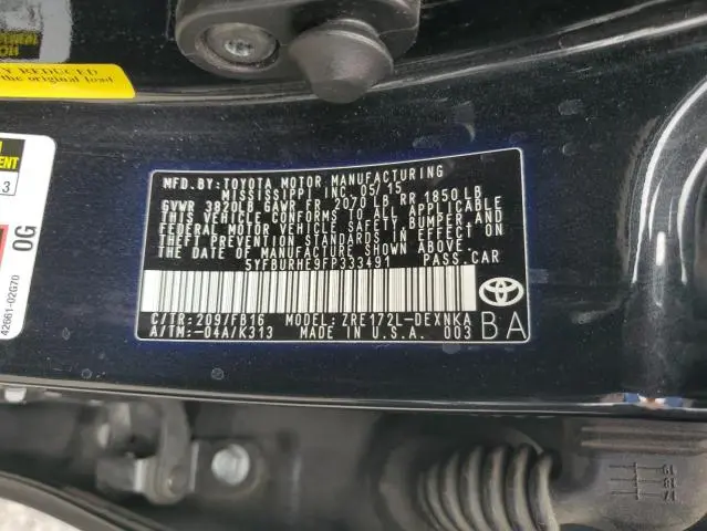 2015 TOYOTA COROLLA L  