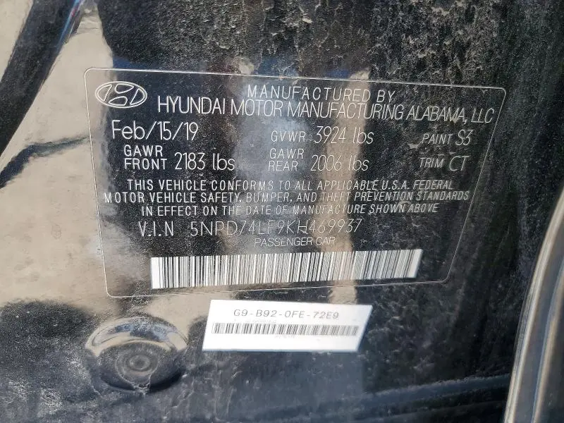 2019 HYUNDAI ELANTRA SE  