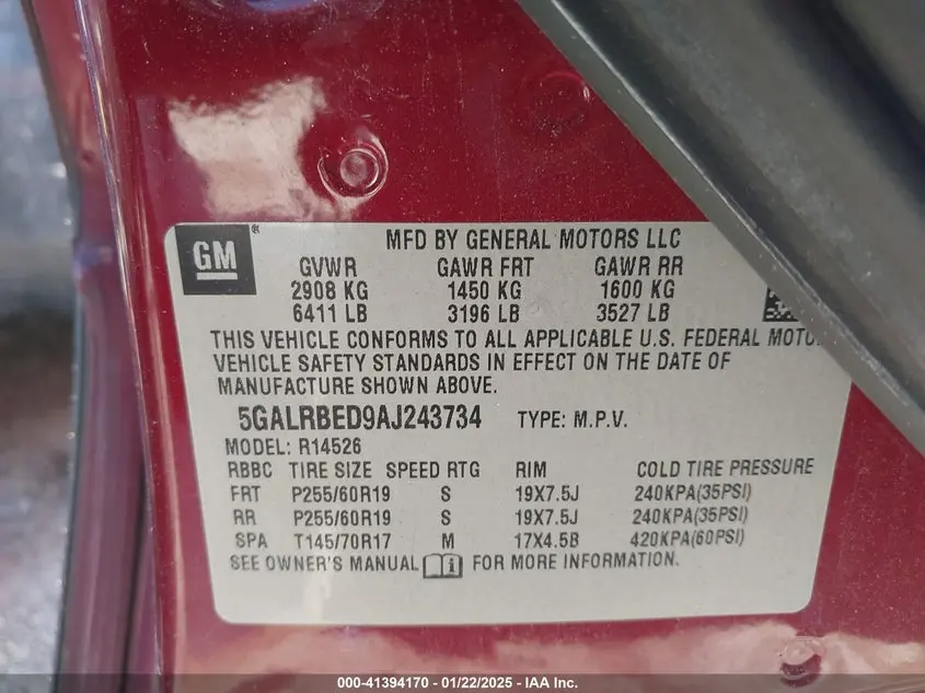 2010 BUICK ENCLAVE 1XL