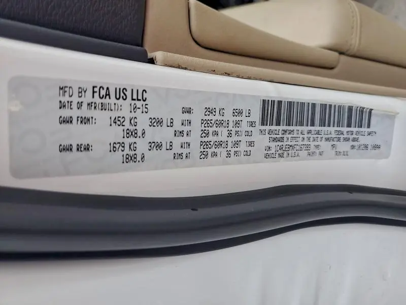 2015 JEEP GRAND CHEROKEE LIMITED  