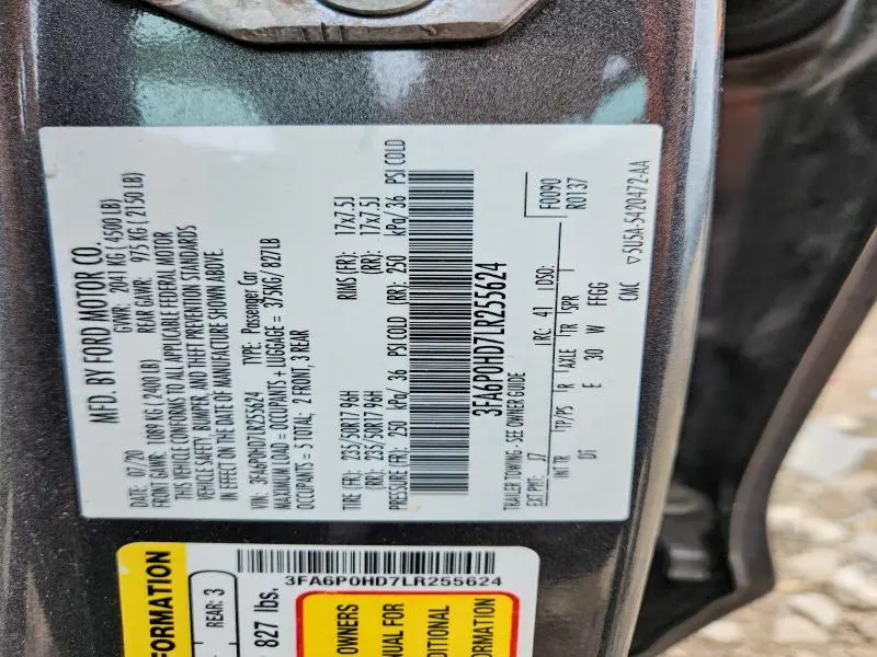 2020 FORD FUSION SE  