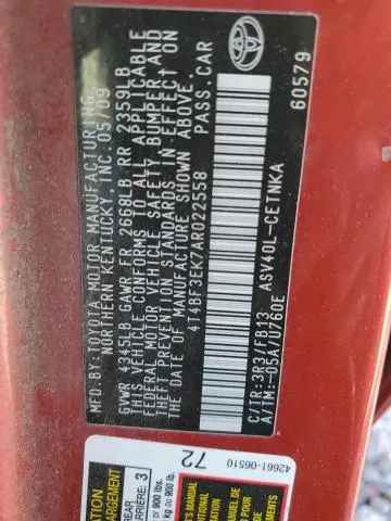 2010 TOYOTA CAMRY BASE  