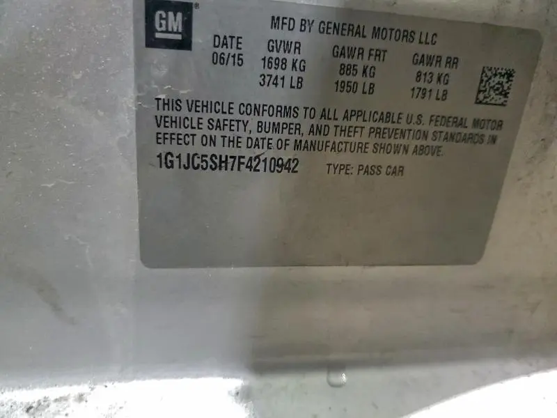 2015 CHEVROLET SONIC LT  