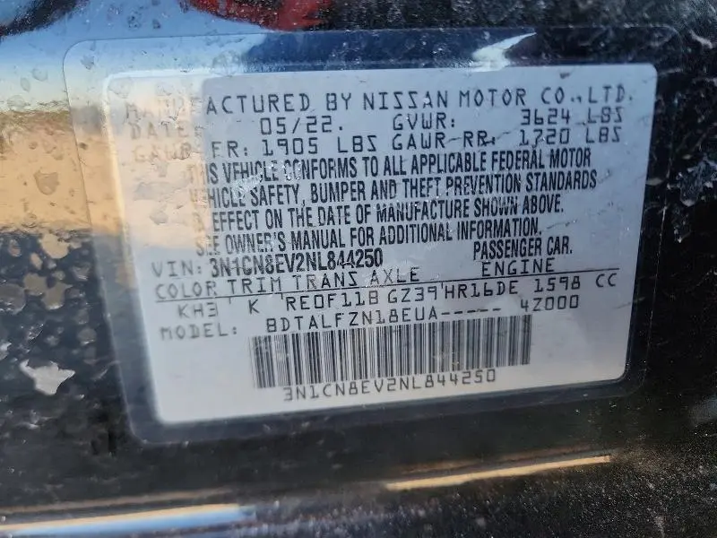 2022 NISSAN VERSA SV  